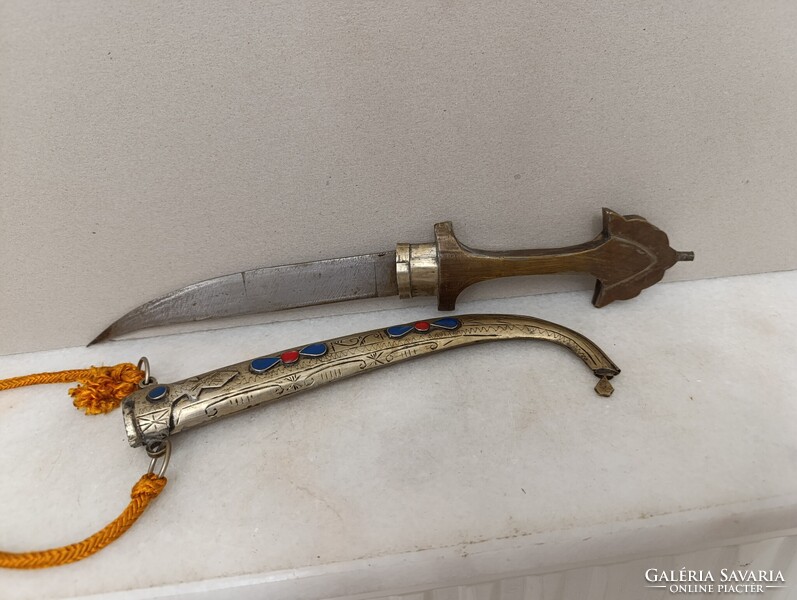 Antik Jambiya arab perzsa Szíria Marokkó berber tőr sárgaréz kés fegyver XX. sz. 850 1744