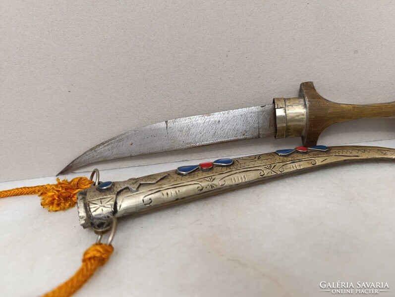 Antik Jambiya arab perzsa Szíria Marokkó berber tőr sárgaréz kés fegyver XX. sz. 850 1744