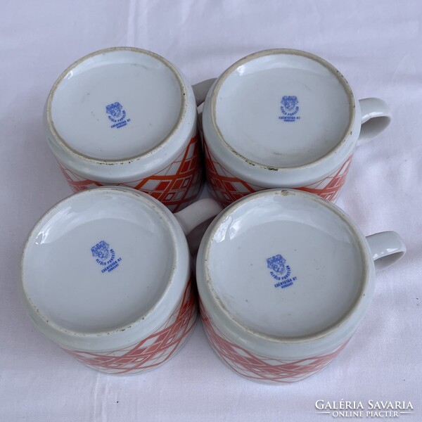 Alföldi házgyári piros kockás - kockamintás porcelán bögre - csupor - csésze - pohár