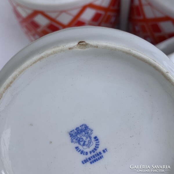 Alföldi házgyári piros kockás - kockamintás porcelán bögre - csupor - csésze - pohár