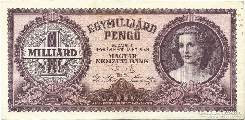 1 egy milliárd egymilliárd pengő 3. Alacsony sorszám "005164"
