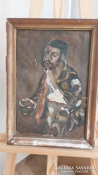(FBL7) Régi portré festmény 1925  31x43 cm kerettel Berecz szignóval