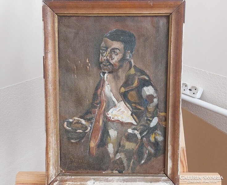 (FBL7) Régi portré festmény 1925  31x43 cm kerettel Berecz szignóval
