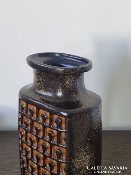 VEB Haldensleben német vintage op art stílusú kerámia váza