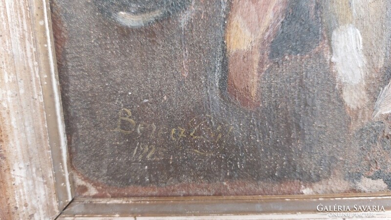(FBL7) Régi portré festmény 1925  31x43 cm kerettel Berecz szignóval