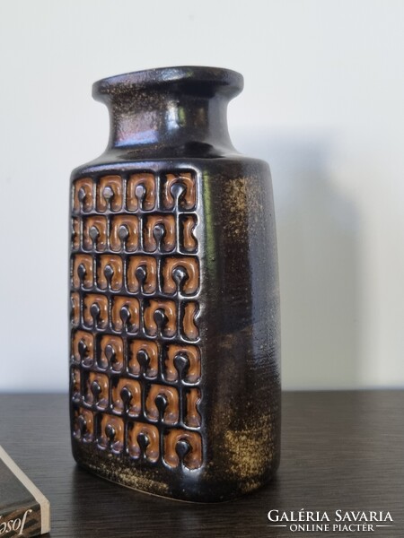 VEB Haldensleben német vintage op art stílusú kerámia váza