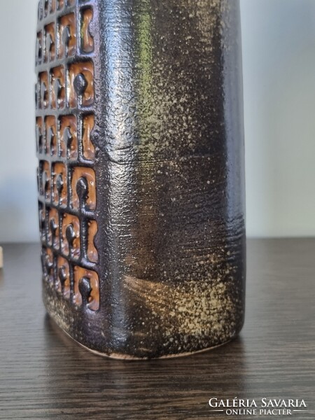 VEB Haldensleben német vintage op art stílusú kerámia váza