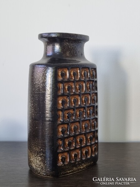 VEB Haldensleben német vintage op art stílusú kerámia váza