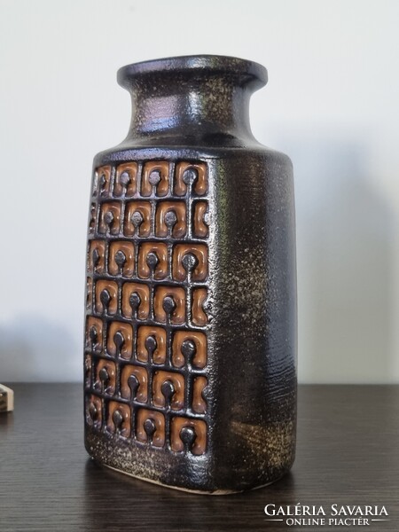 VEB Haldensleben német vintage op art stílusú kerámia váza