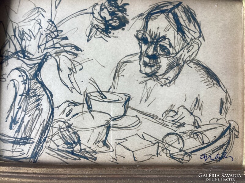 Gráber Margit ( 1895 - 1993 ) , Asztalnál .