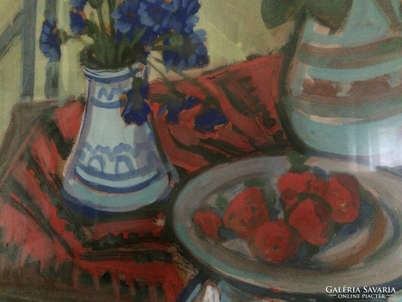Tokay Ilona Csendélet festmény Képcsarnokos eredeti keretében 86x66