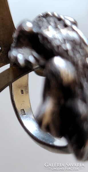 ÓRIÁS GEKKÓ GYÍK DIZÁJN JELZETT TÖMÖR EZÜST GYÜRŰ MOTOROS METAL ROCK ÉLES BELSŐ ÁTMÉRŐ : 19 MM