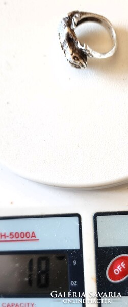 ÓRIÁS GEKKÓ GYÍK DIZÁJN JELZETT TÖMÖR EZÜST GYÜRŰ MOTOROS METAL ROCK ÉLES BELSŐ ÁTMÉRŐ : 19 MM