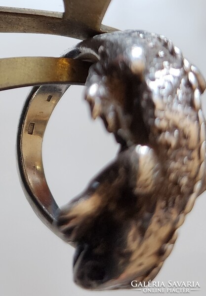 ÓRIÁS GEKKÓ GYÍK DIZÁJN JELZETT TÖMÖR EZÜST GYÜRŰ MOTOROS METAL ROCK ÉLES BELSŐ ÁTMÉRŐ : 19 MM