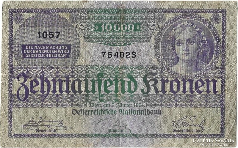 10000 korona 1924 Ausztria 2.