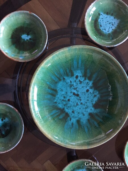 M. Kiss Katalin kerámia desszertes süteményes gyümölcsös készlet