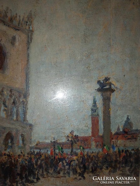 Kunffy Lajos (1869-1962) - Felvonulás a Szent Márk téren Velencében
