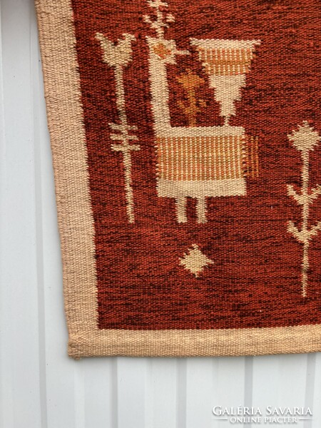 Retro  Németh Éva pávás páva állatos falvédő falikárpit faliszőnyeg mid-century modern