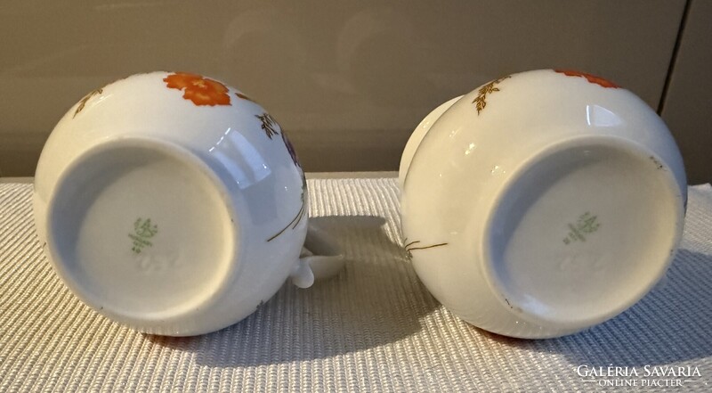 Hollóházi porcelán virágmintás bögre