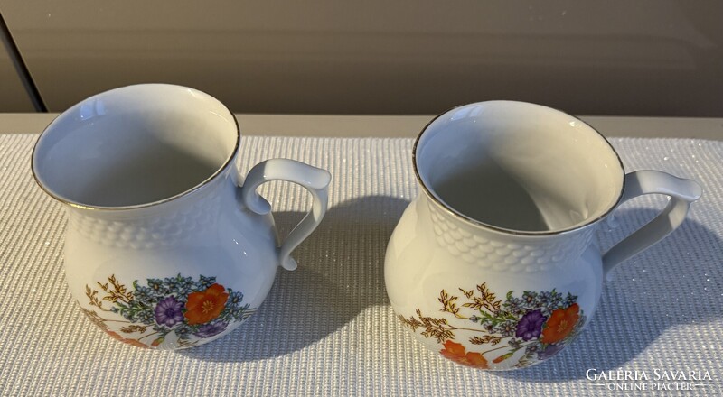 Hollóházi porcelán virágmintás bögre