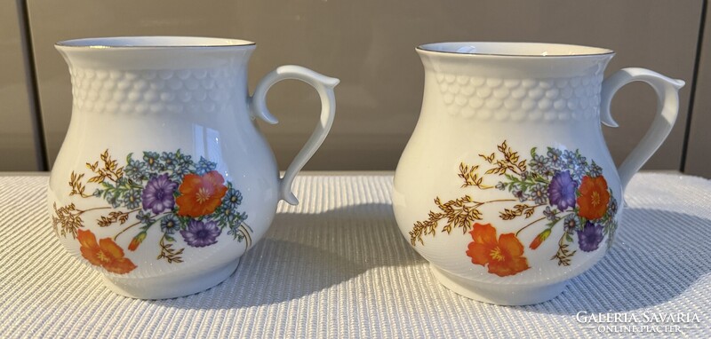 Hollóházi porcelán virágmintás bögre