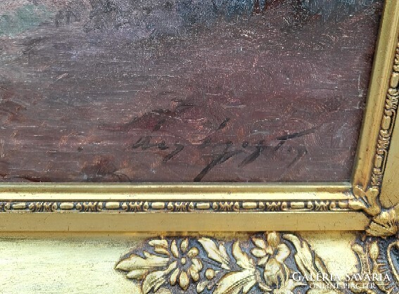 Ács Ágoston (1889-1947) : Beszélgetők, 60x80 cm.