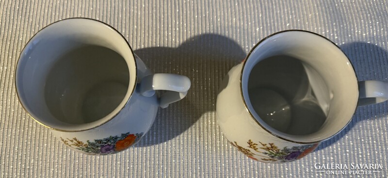 Hollóházi porcelán virágmintás bögre