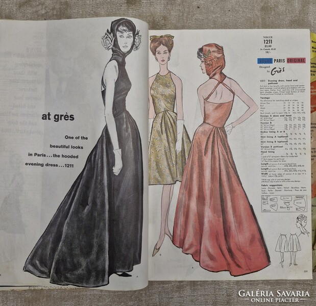1963-as Vogue szabásminta könyv Christisn Dior, Patou, Nina Ricci, stb