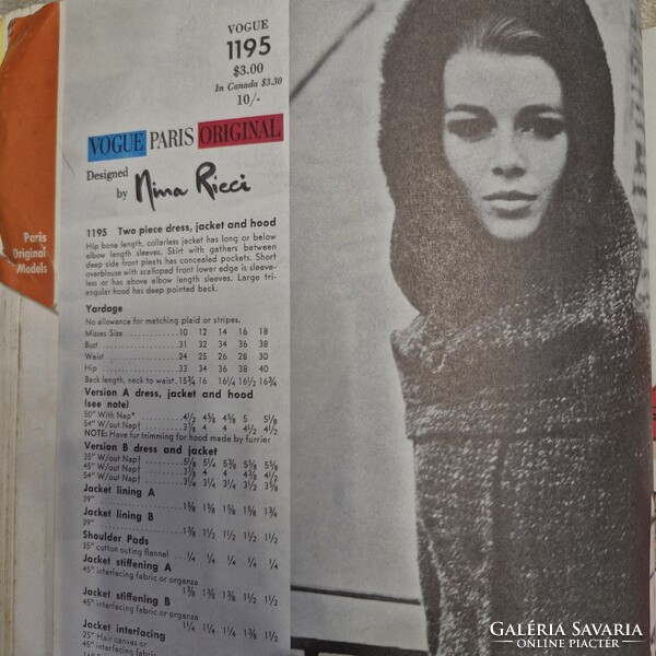 1963-as Vogue szabásminta könyv Christisn Dior, Patou, Nina Ricci, stb