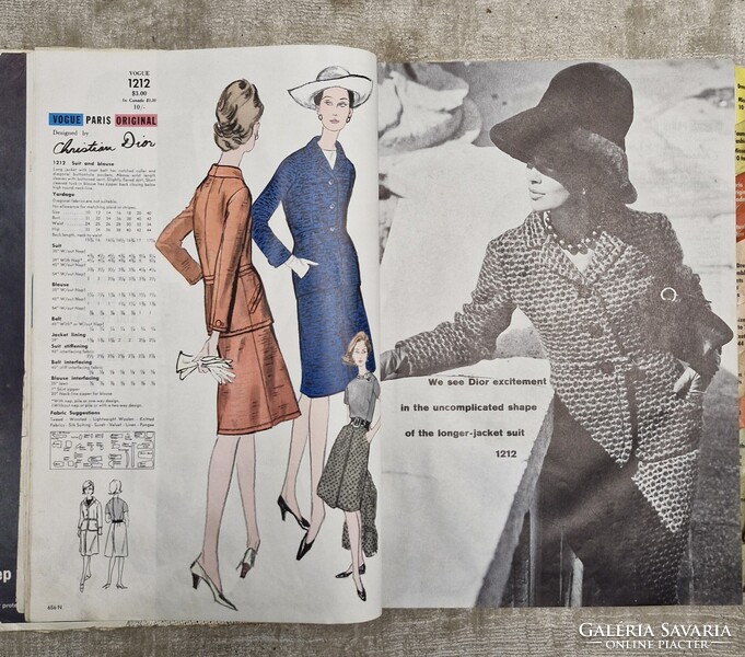 1963-as Vogue szabásminta könyv Christisn Dior, Patou, Nina Ricci, stb