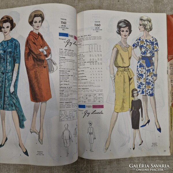 1963-as Vogue szabásminta könyv Christisn Dior, Patou, Nina Ricci, stb