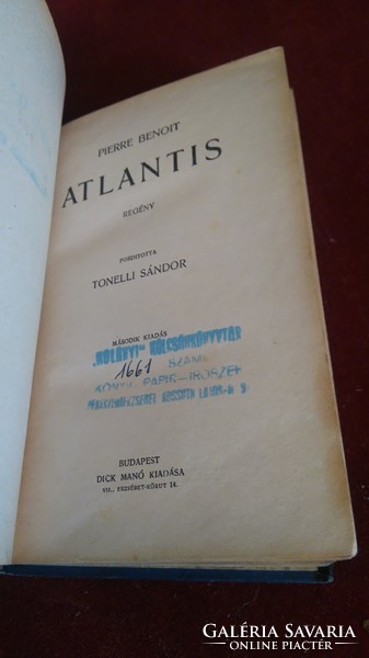 PIERRE BENOIT-ATLANTIS-REGÉNNY 1900k. DICK MANÓ FÉLBŐR