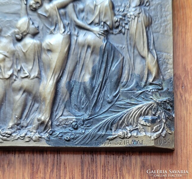 Ferenc József ritka bronz egyoldalas emlékplakett 1905-ből.