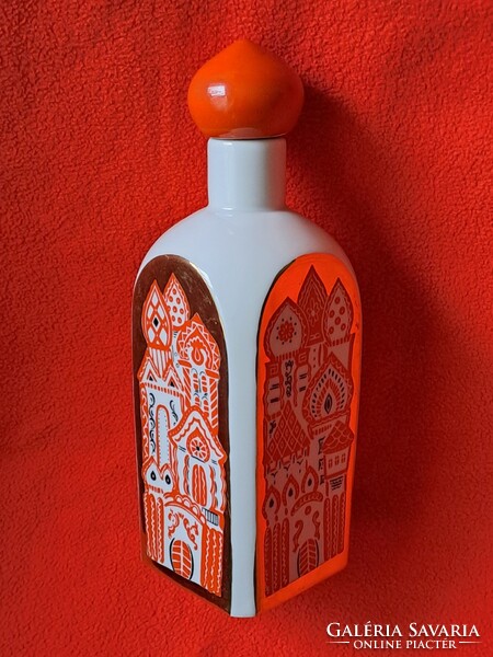 Retro szovjet KOROSTEN porcelán italos palack eredeti porcelán kupakjával!