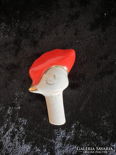 Antik kézzel festett orosz vintage porcelán kakas, állat formájú italos butella karaffa italtartó.