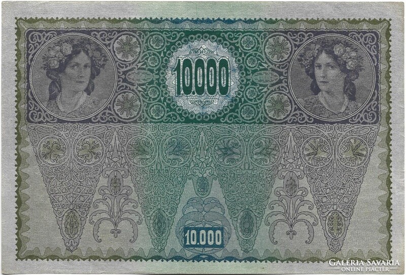 10000 korona 1918 vízszintes osztrák bélyegzés I. kiadás hajtatlan aUNC