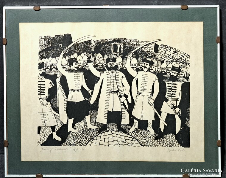 Berki Viola: Zrínyi esküje (szitanyomat, modern vékony keretben) 1970-es évek