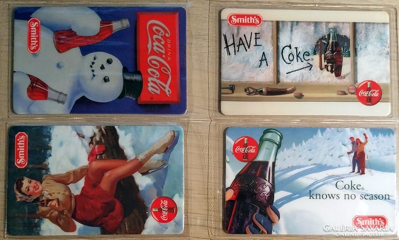4 db USA Coca-Cola SMITH’S 1995 speciális RETRO telefonkártya, Ritka