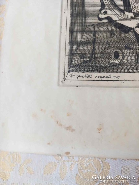 Hincz Gyula: Tengeralatti hegedű 1929.  Rézkarc.