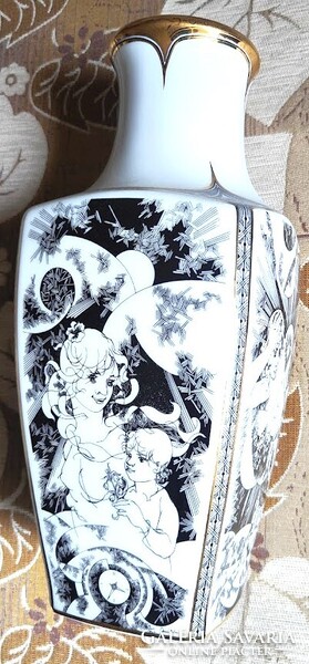 Hollóházi porcelán váza SZÁSZ ENDRE 30 cm