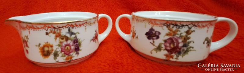 Antik bécsi porcelán teás szett, antik Moritz Zdekauer porcelán (L5536)