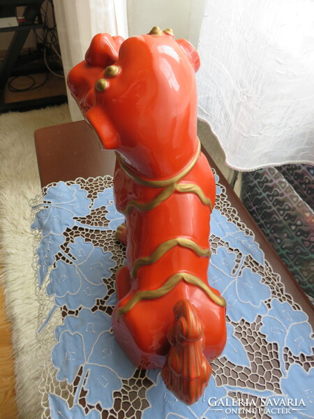 HERENDI,corall színű kinai Foo kutya, 25 cm