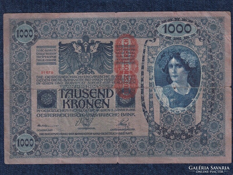 Osztrák-Magyar Korona bankjegyek (1900-1902 sorozat) 1000 Korona bankjegy 1902