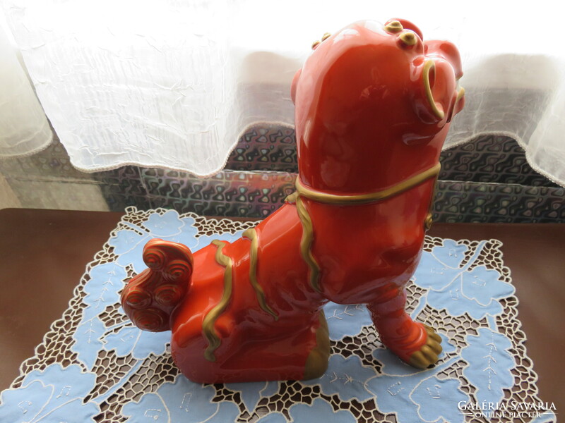 HERENDI,corall színű kinai Foo kutya, 25 cm