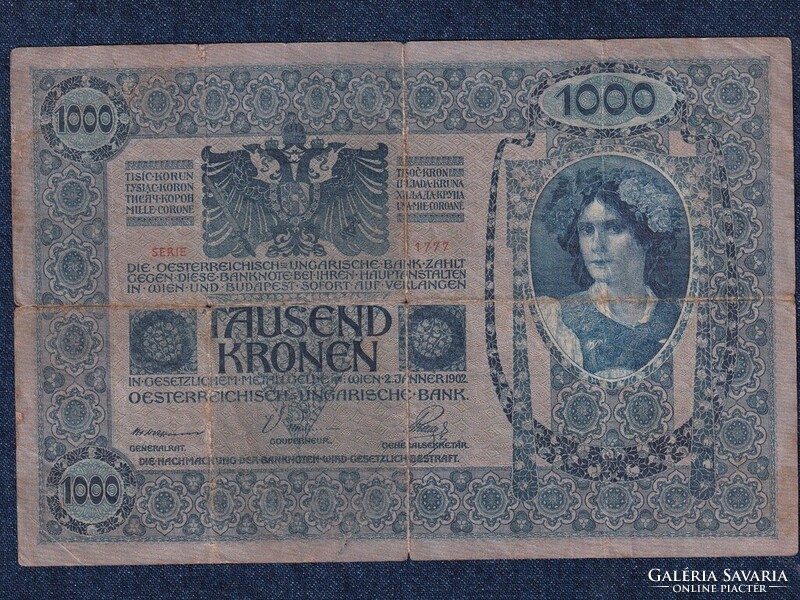Osztrák-Magyar Korona bankjegyek (1900-1902 sorozat) 1000 Korona bankjegy 1902