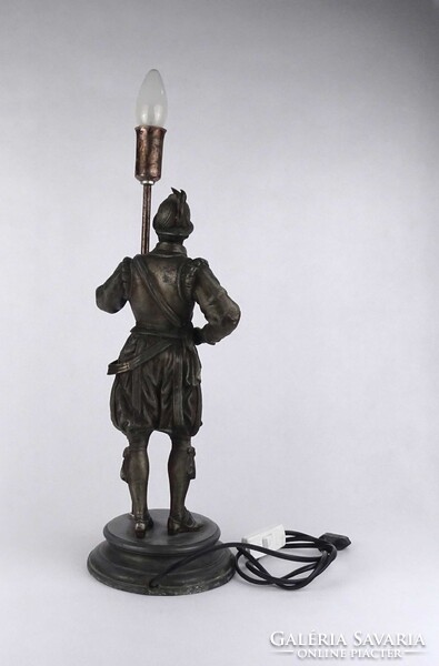 1U866 Antik ón katona szobor testű asztali lámpa 48 cm