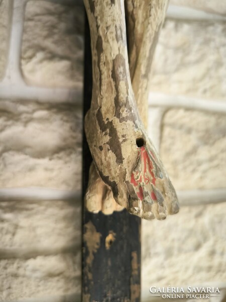 Antik nagyméretű Biedermeier faragott fa kereszt korpusz. Videó  !Jézus Krisztus