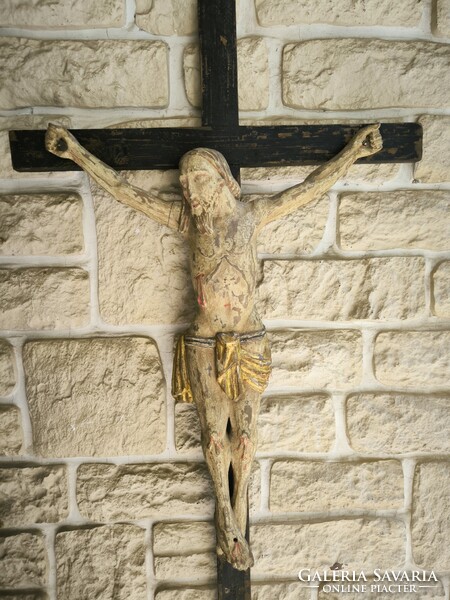 Antik nagyméretű Biedermeier faragott fa kereszt korpusz. Videó  !Jézus Krisztus