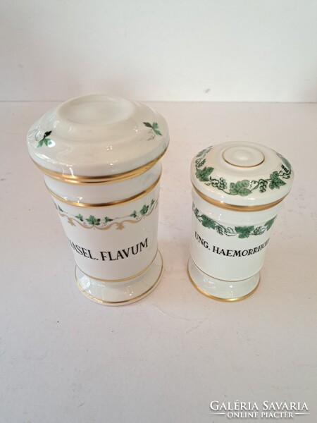 RITKASÁG! 2 db Zsolnay/Herendi kézzel festett porcelán fedeles patikaedény