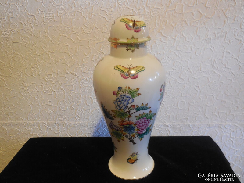 Herendi , viktoria mintás  , fedeles váza  , lámpatestté alakítva  , 26 cm